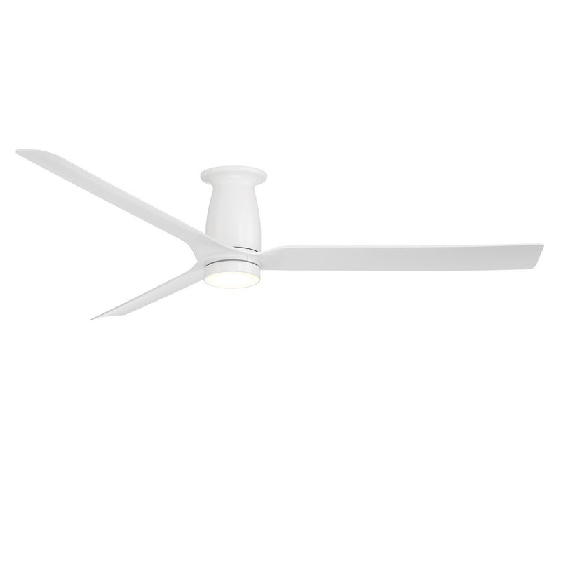 Smooth 52" Outdoor Flush Mount Ceiling Fan with Light in Matte White