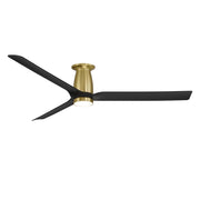 Smooth 52" Outdoor Flush Mount Ceiling Fan with Light in Soft Brass / Matte Black