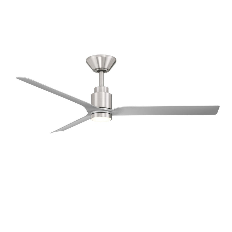 Smooth 52" Outdoor Ceiling Fan with Light in Brushed Nickel / Silver