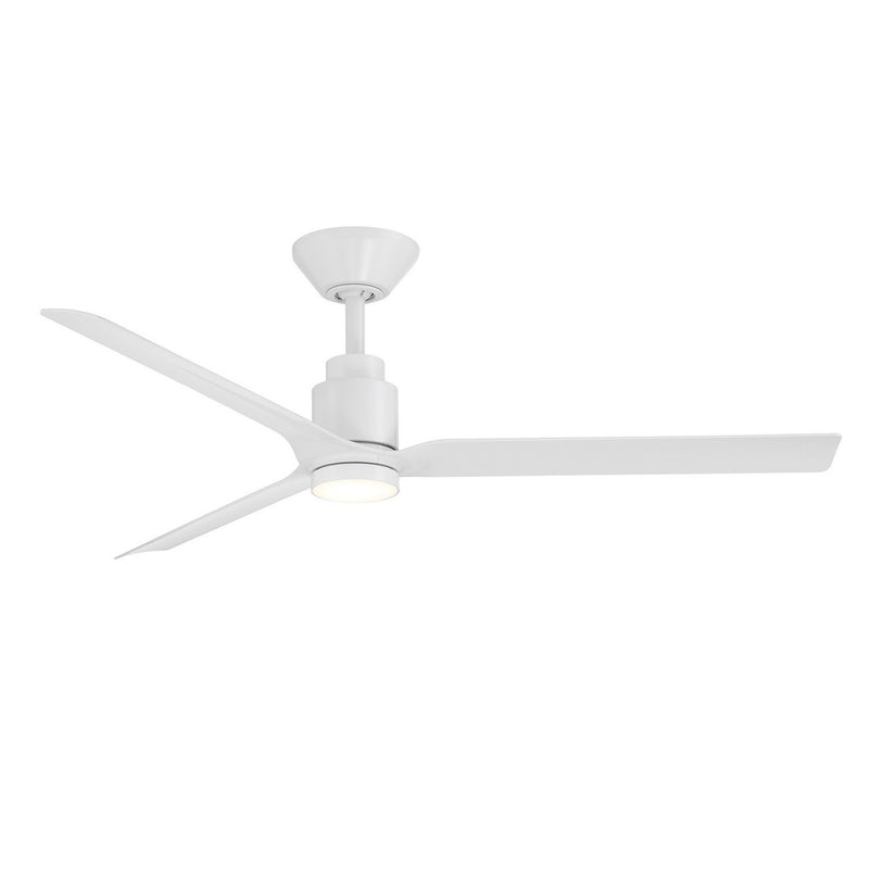Smooth 52" Outdoor Ceiling Fan with Light in Matte White