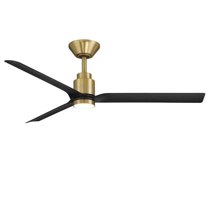 Smooth 52" Outdoor Ceiling Fan with Light in Soft Brass / Matte Black