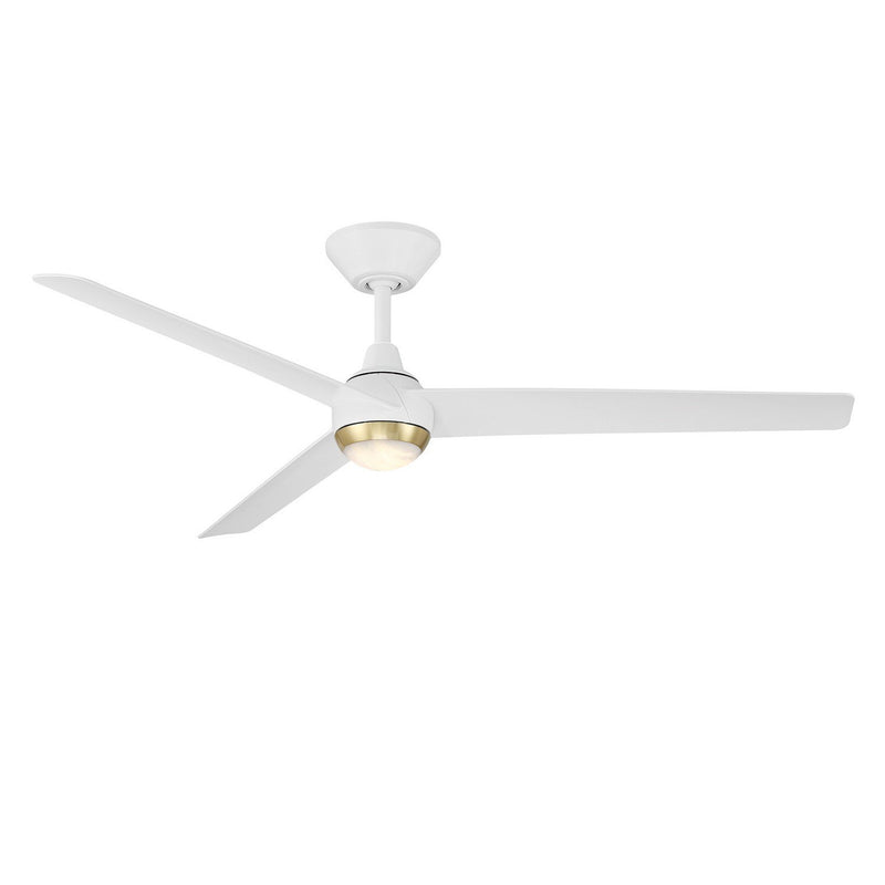 Pisces 54" Outdoor Ceiling Fan with Light in Soft Brass / Matte White