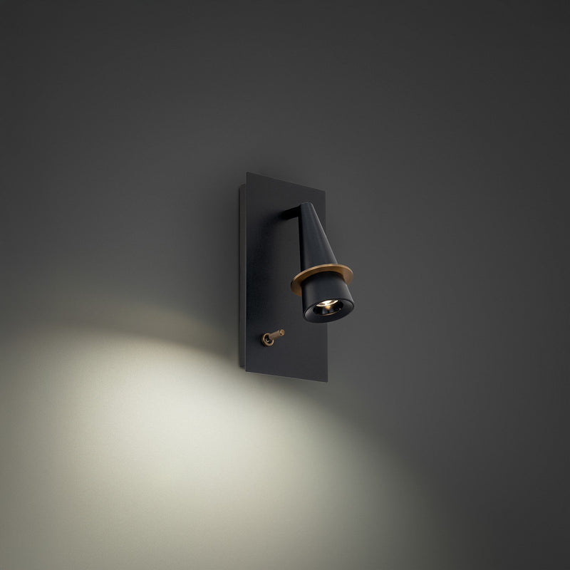 Wizard Swing Arm Wall Lamp in Black & Aged Brass