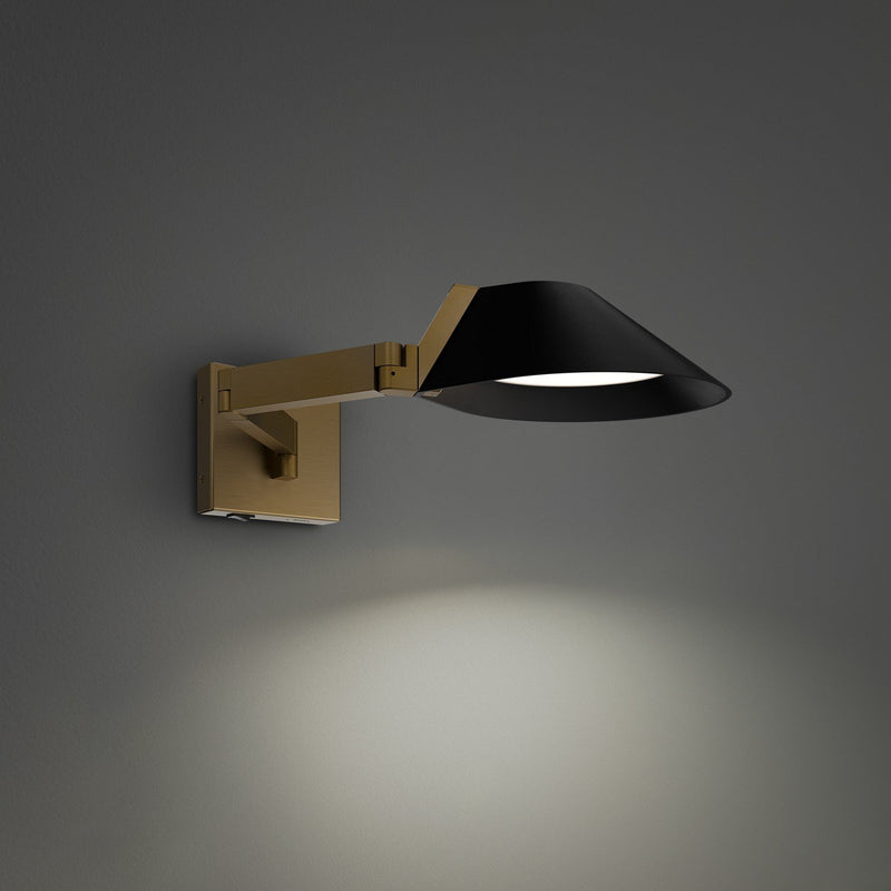 Pavilion Swing Arm Wall Lamp in Black & Aged Brass
