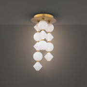 Pearla 12-Light Flush Mount in Aged Brass