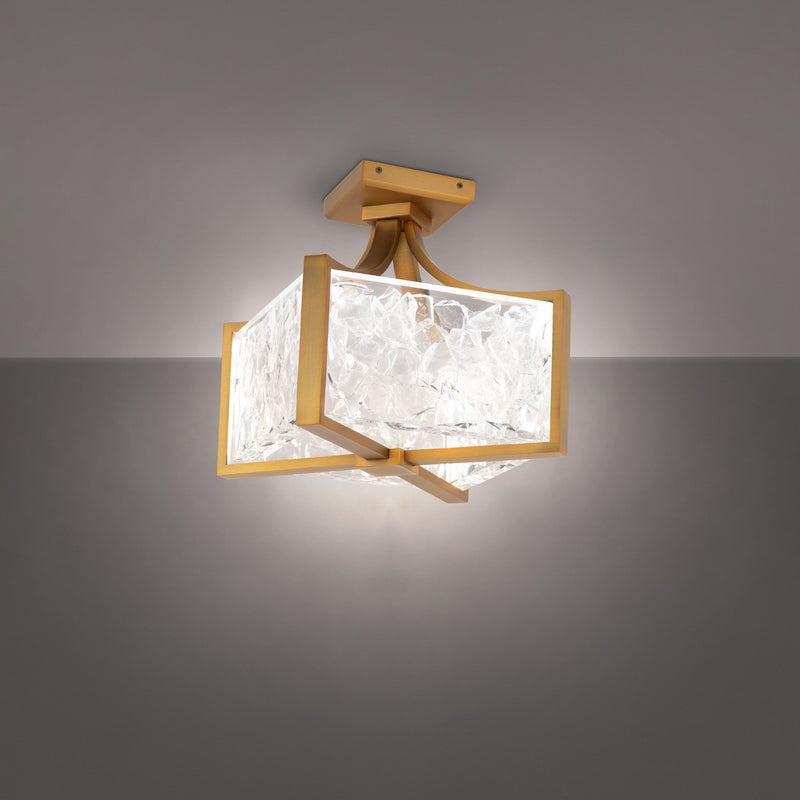Emblem Semi-Flush Mount in Aged Brass