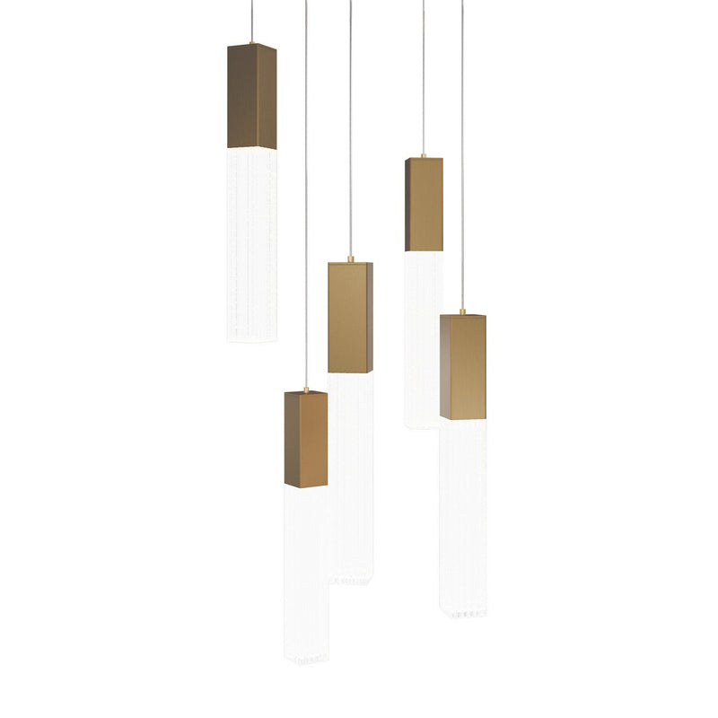 Cinema 5-Light Round Pendant in Aged Brass