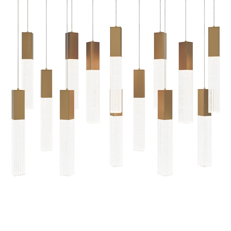 Cinema 14-Light Linear Pendant in Aged Brass