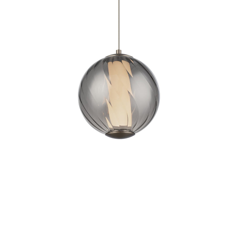 Swirly 6" Mini Pendant in Smoke Glass/brushed Nickel