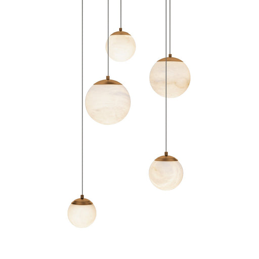 Pisces 5-Light Round Pendant in Aged Brass