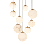 Pisces 9-Light Round Pendant in Aged Brass