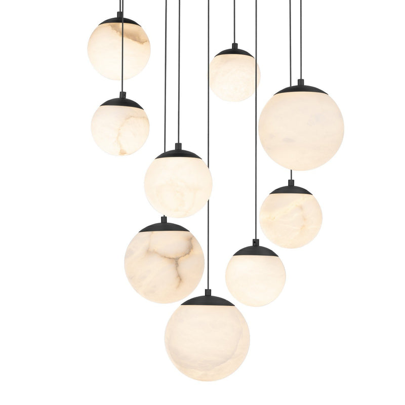 Pisces 9-Light Round Pendant in Black