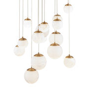 Pisces 15-Light Round Pendant in Aged Brass