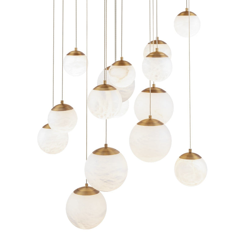 Pisces 15-Light Round Pendant in Aged Brass