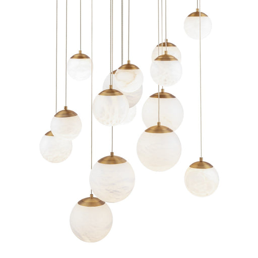Pisces 15-Light Round Pendant in Aged Brass