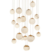 Pisces 21-Light Round Pendant in Aged Brass