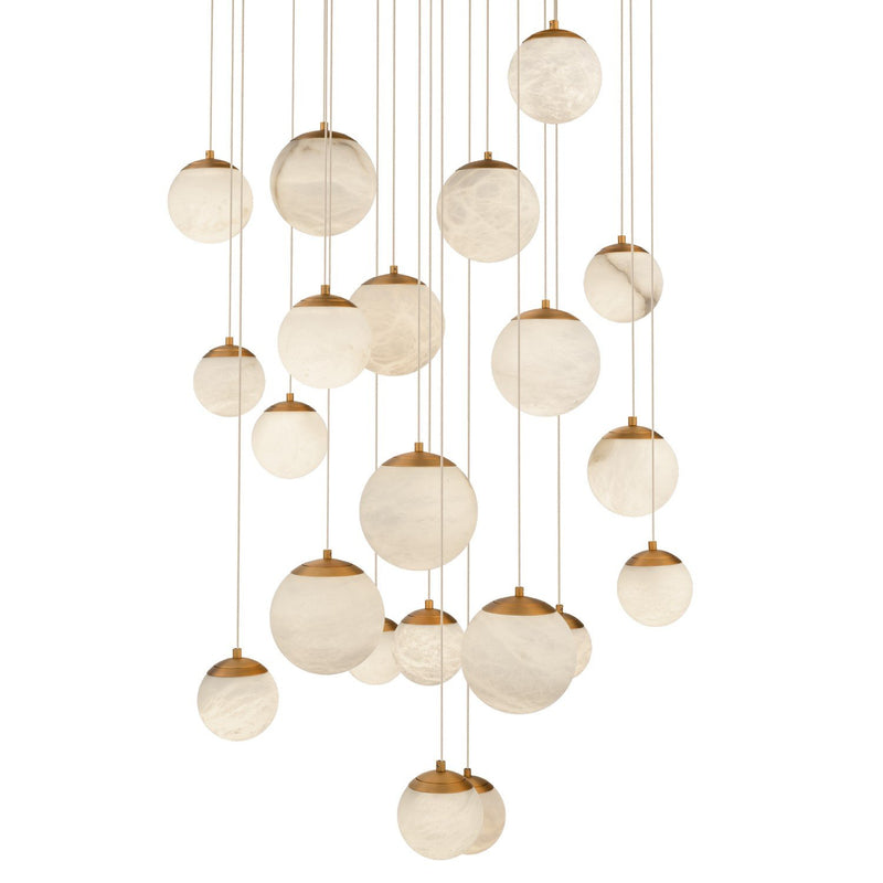 Pisces 21-Light Round Pendant in Aged Brass