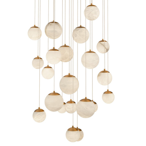 Pisces 21-Light Round Pendant in Aged Brass