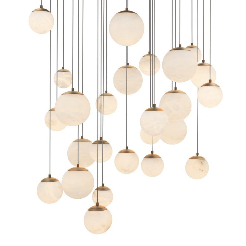 Pisces 25-Light Square Pendant in Aged Brass