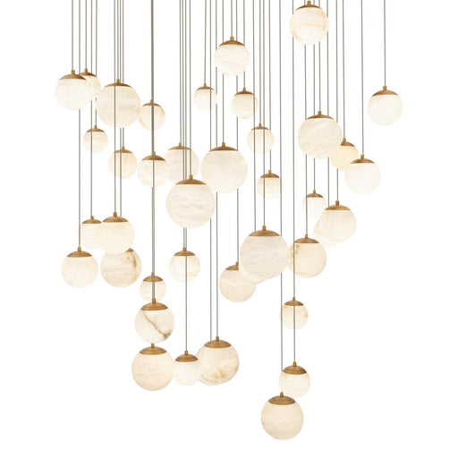 Pisces 41-Light Square Pendant in Aged Brass