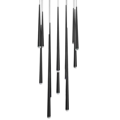 Cascade 13-Light Square Crystal Pendant in Black