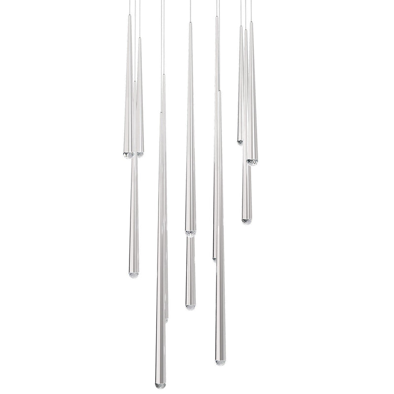 Cascade 13-Light Square Crystal Pendant in Polished Nickel