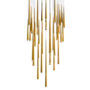 Cascade 41-Light Square Crystal Pendant in Aged Brass