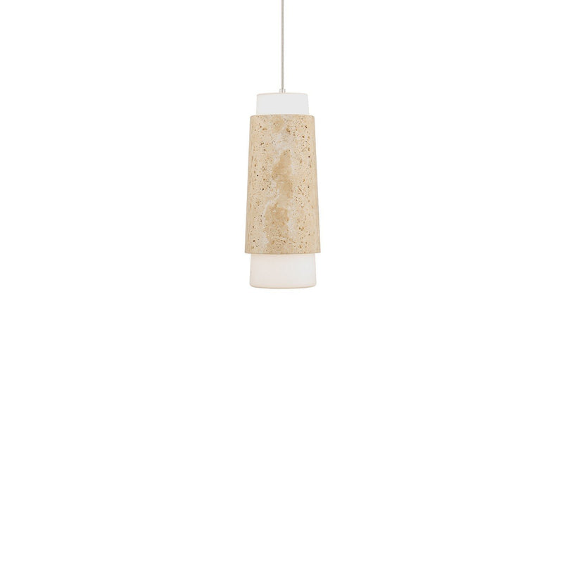 Chauncey Mini Pendant in Beige Travertine/aged Brass