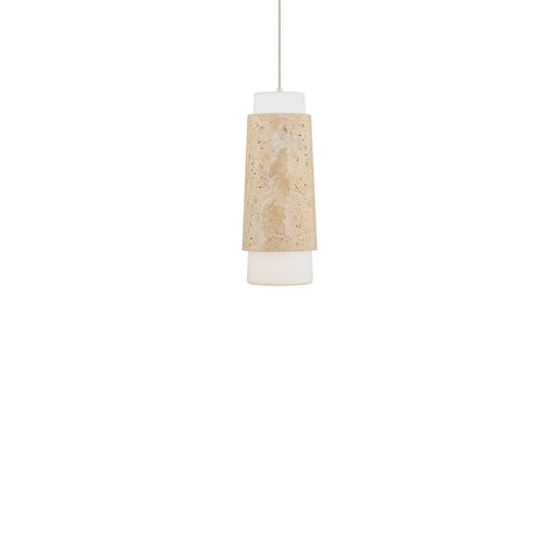 Chauncey Mini Pendant in Beige Travertine/aged Brass