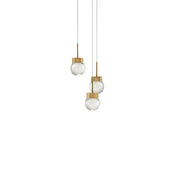 Double Bubble 3-Light Round Pendant in Aged Brass