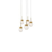 Double Bubble 5-Light Round Pendant in Aged Brass