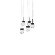 Double Bubble 5-Light Round Pendant in Black