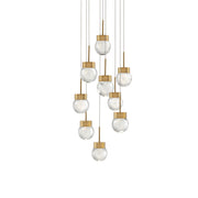 Double Bubble 9-Light Round Pendant in Aged Brass