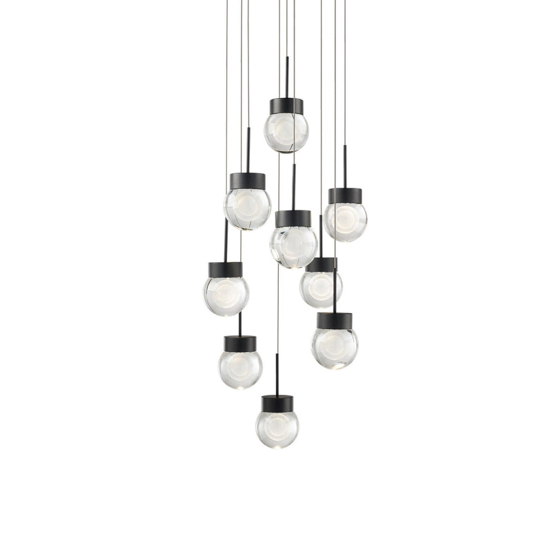 Double Bubble 9-Light Round Pendant in Black