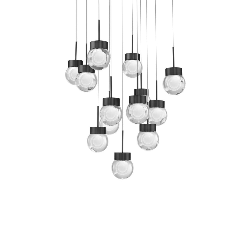 Double Bubble 13-Light Square Pendant in Black