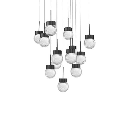 Double Bubble 13-Light Square Pendant in Black