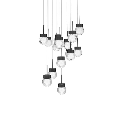 Double Bubble 15-Light Round Pendant in Black