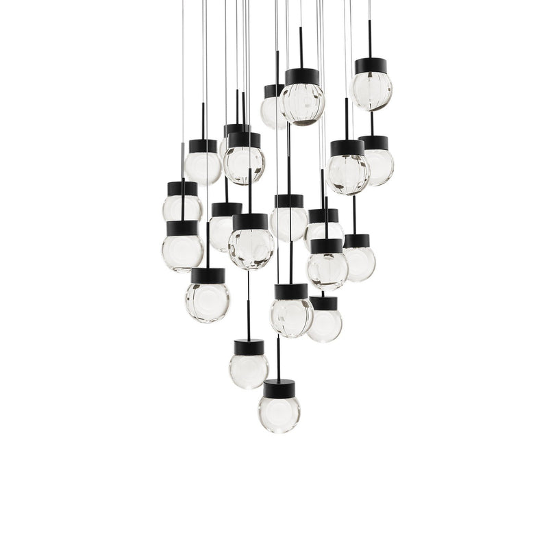 Double Bubble 21-Light Round Pendant in Black