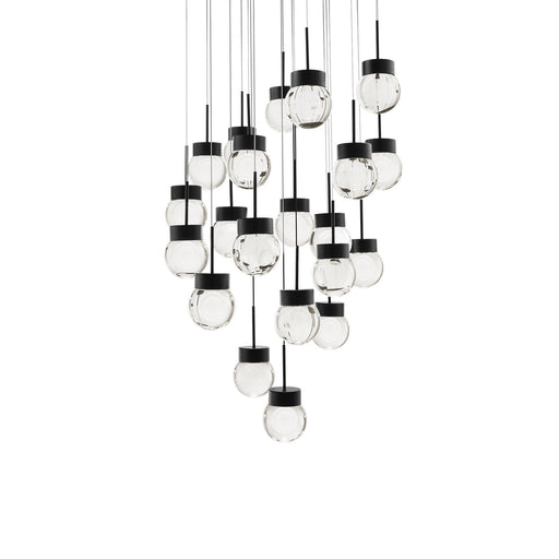 Double Bubble 21-Light Round Pendant in Black