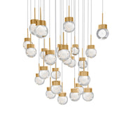 Double Bubble 25-Light Square Pendant in Aged Brass