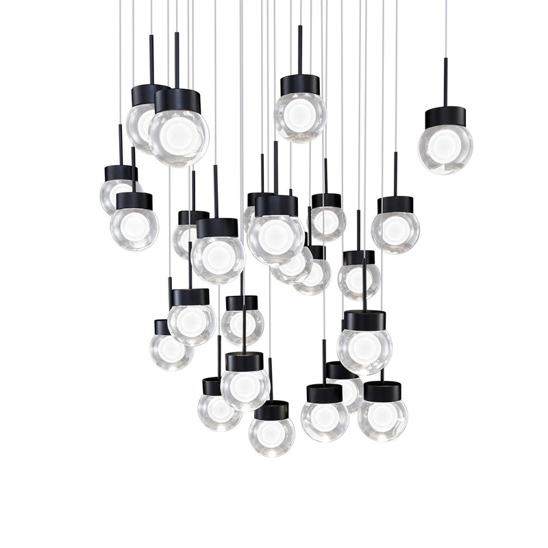 Double Bubble 25-Light Square Pendant in Black