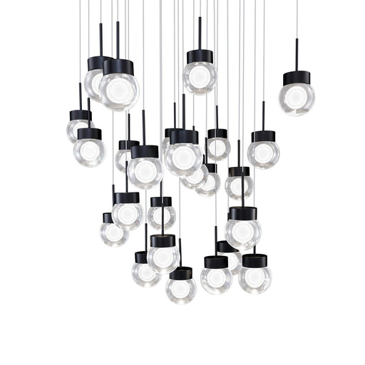 Double Bubble 25-Light Square Pendant in Black