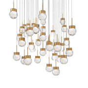 Double Bubble 41-Light Square Pendant in Aged Brass
