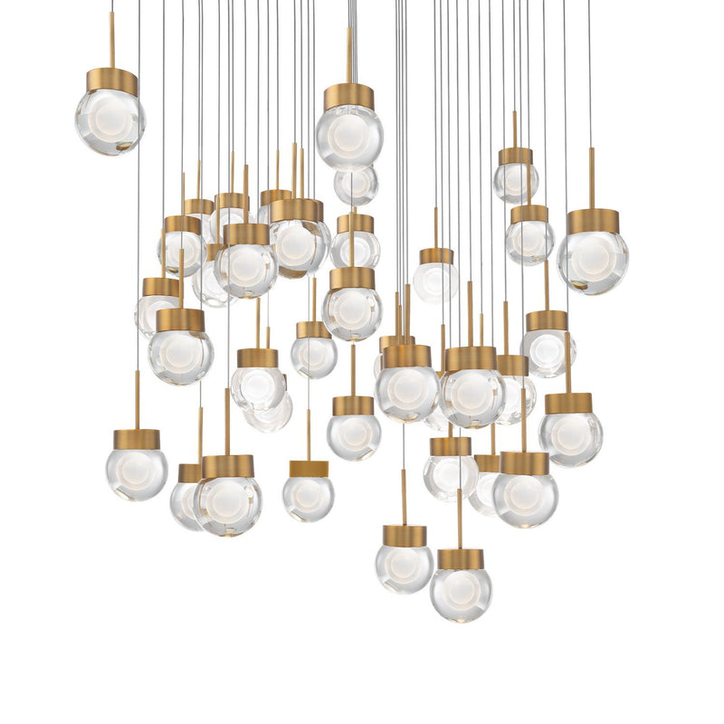 Double Bubble 41-Light Square Pendant in Aged Brass