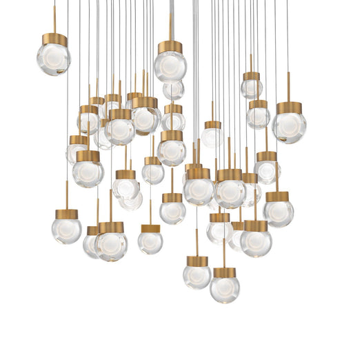 Double Bubble 41-Light Square Pendant in Aged Brass