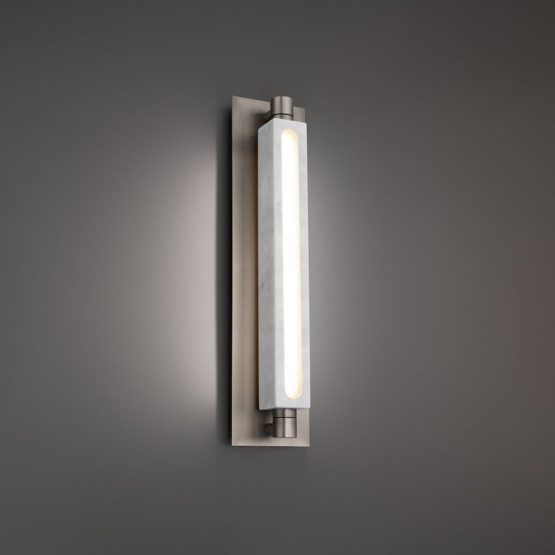 Stanchion Wall Sconce in White Marble/brushed Nickel
