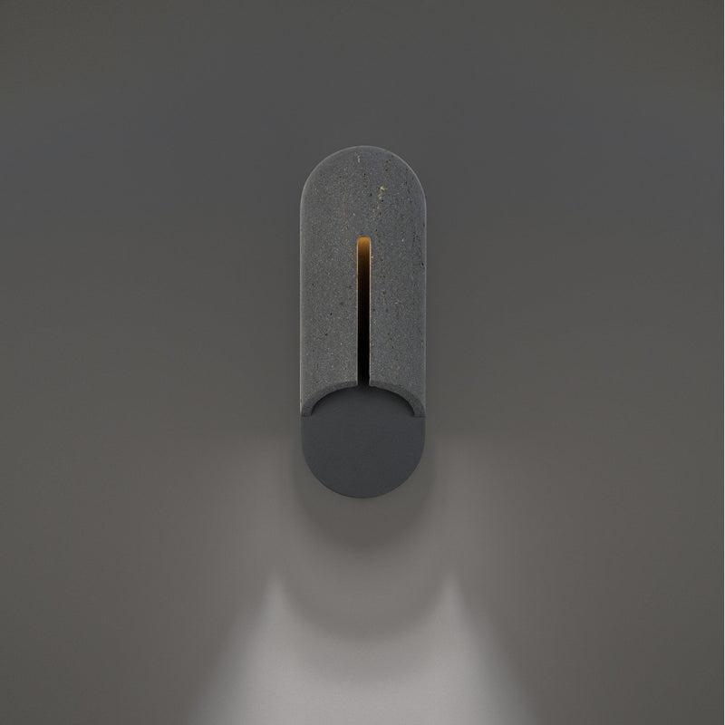 Clog Small Outdoor Wall Sconce in Basalt Stone/black