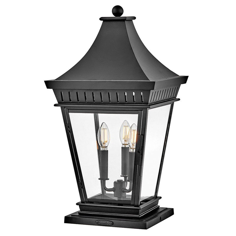 Chapel Hill 3-Light Outdoor Pier Mount Light in Museum Black