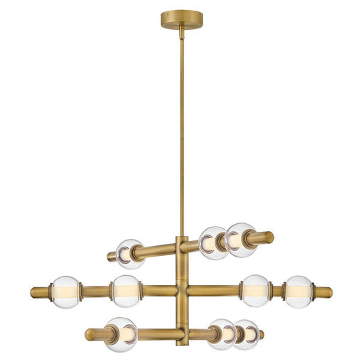 Saxon 36" Chandelier in Lacquered Brass