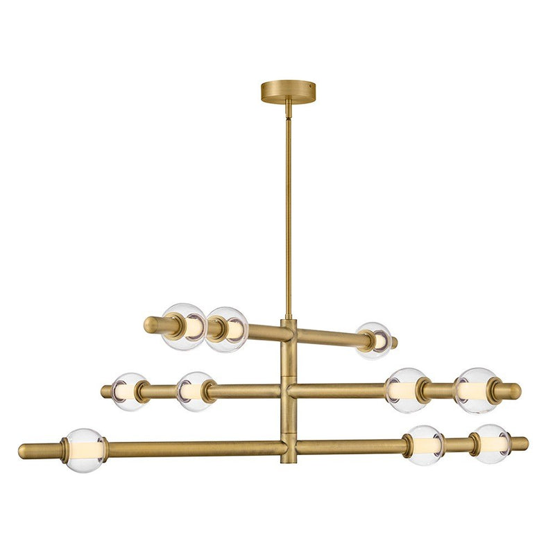 Saxon 50" Chandelier in Lacquered Brass